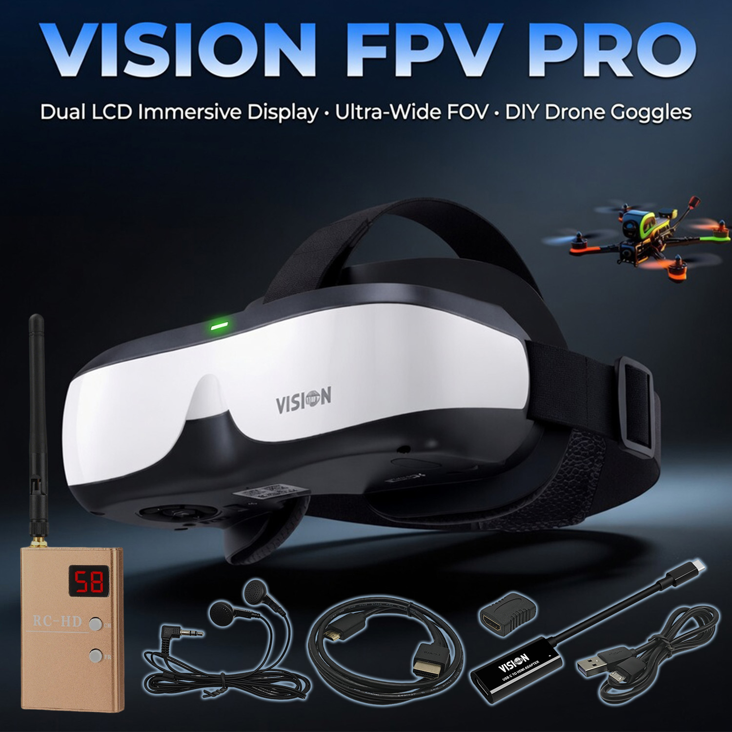 Skyzone Sky04O Pro Fpv Goggles - Lunettes FPV, écran monté sur la